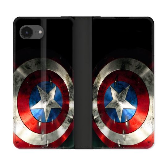 Housse Cuir Portefeuille Pour Iphone 17e Captain America Bouclier