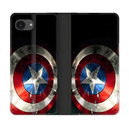Housse Cuir Portefeuille Pour Iphone 17e Captain America Bouclier