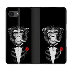 Housse Cuir Portefeuille Pour Iphone 17e Decale Singe Mafia