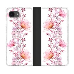Housse Cuir Portefeuille Pour Iphone 17e Fleur Eclosion