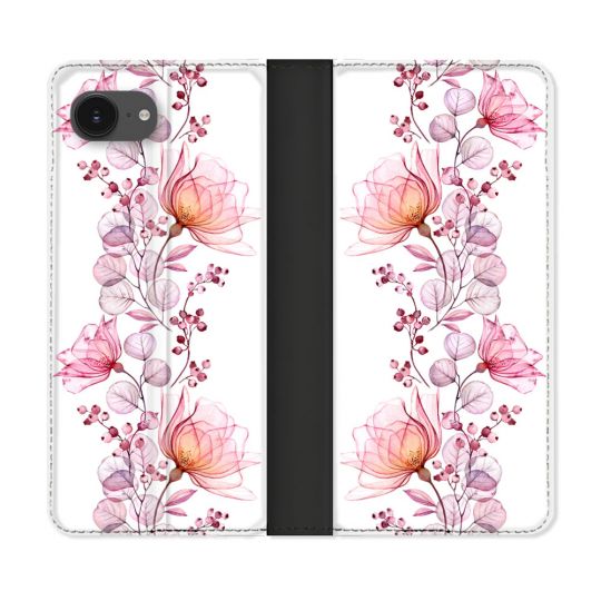 Housse Cuir Portefeuille Pour Iphone 17e Fleur Eclosion
