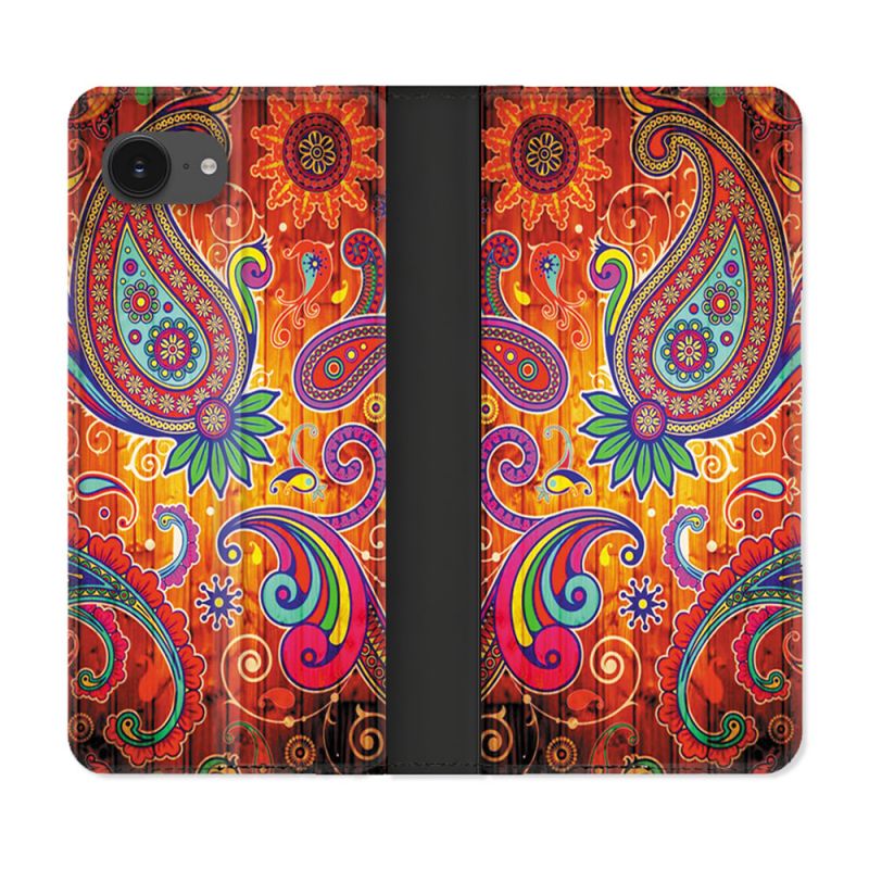 Housse Cuir Portefeuille Pour Iphone 17e Fleur Psychedelic