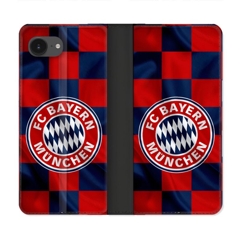 Housse Cuir Portefeuille Pour Iphone 17e Foot Bayern Munich Carreaux