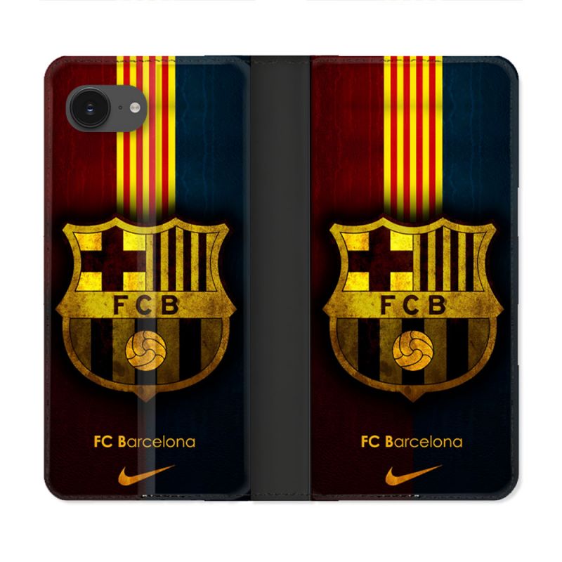 Housse Cuir Portefeuille Pour Iphone 17e Foot FC Barcelone Vintage