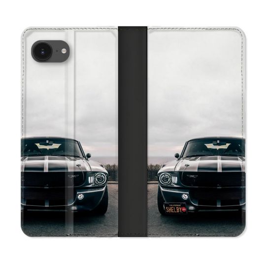 Housse Cuir Portefeuille Pour Iphone 17e Ford Mustang GT500 Vintage