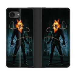 Housse Cuir Portefeuille Pour Iphone 17e Ghost Rider