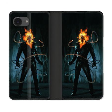 Housse Cuir Portefeuille Pour Iphone 17e Ghost Rider