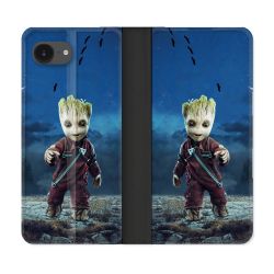 Housse Cuir Portefeuille Pour Iphone 17e Groot Bleu