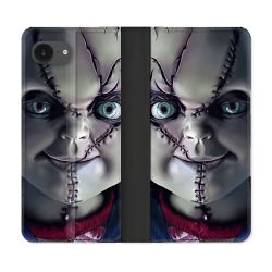 Housse Cuir Portefeuille Pour Iphone 17e Horreur Chucky Cicatrice