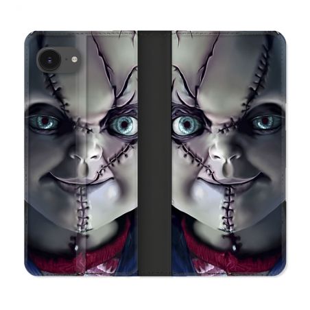Housse Cuir Portefeuille Pour Iphone 17e Horreur Chucky Cicatrice