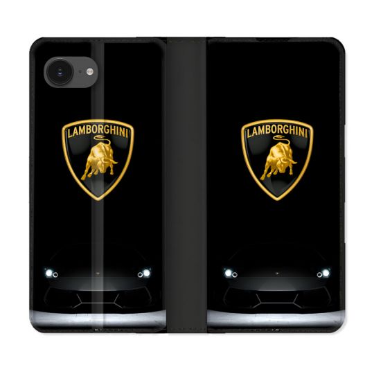 Housse Cuir Portefeuille Pour Iphone 17e Lamborghini Noir