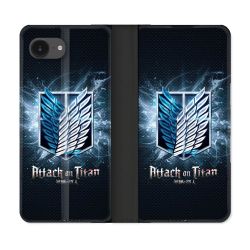 Housse Cuir Portefeuille Pour Iphone 17e Manga Attaque Titans Noir