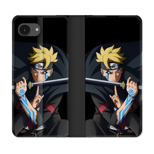 Housse Cuir Portefeuille Pour Iphone 17e Manga Boruto Tatouage