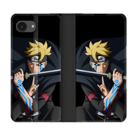 Housse Cuir Portefeuille Pour Iphone 17e Manga Boruto Tatouage