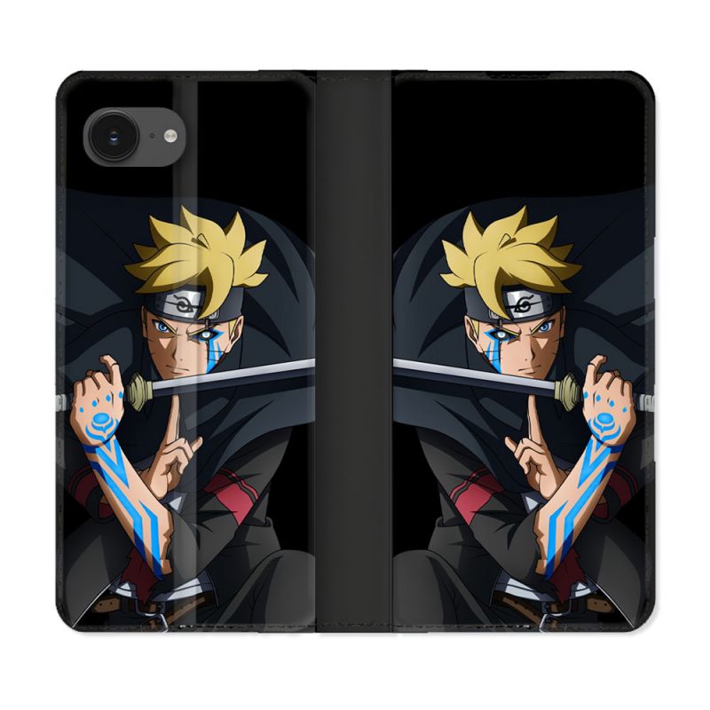 Housse Cuir Portefeuille Pour Iphone 17e Manga Boruto Tatouage