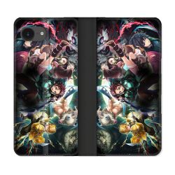 Housse Cuir Portefeuille Pour Iphone 17e Manga Demon Slayer Groupe