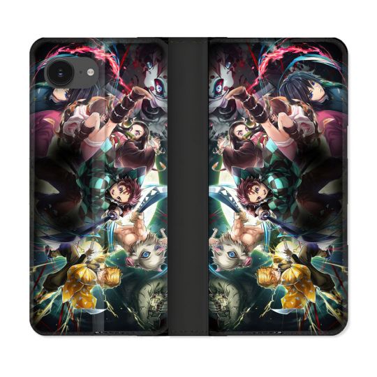 Housse Cuir Portefeuille Pour Iphone 17e Manga Demon Slayer Groupe