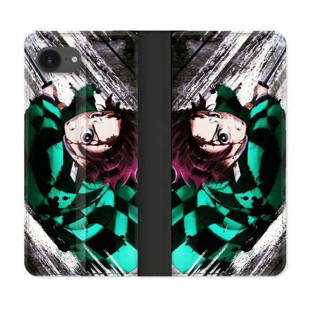 Housse Cuir Portefeuille Pour Iphone 17e Manga Demon Slayer Tanjiro