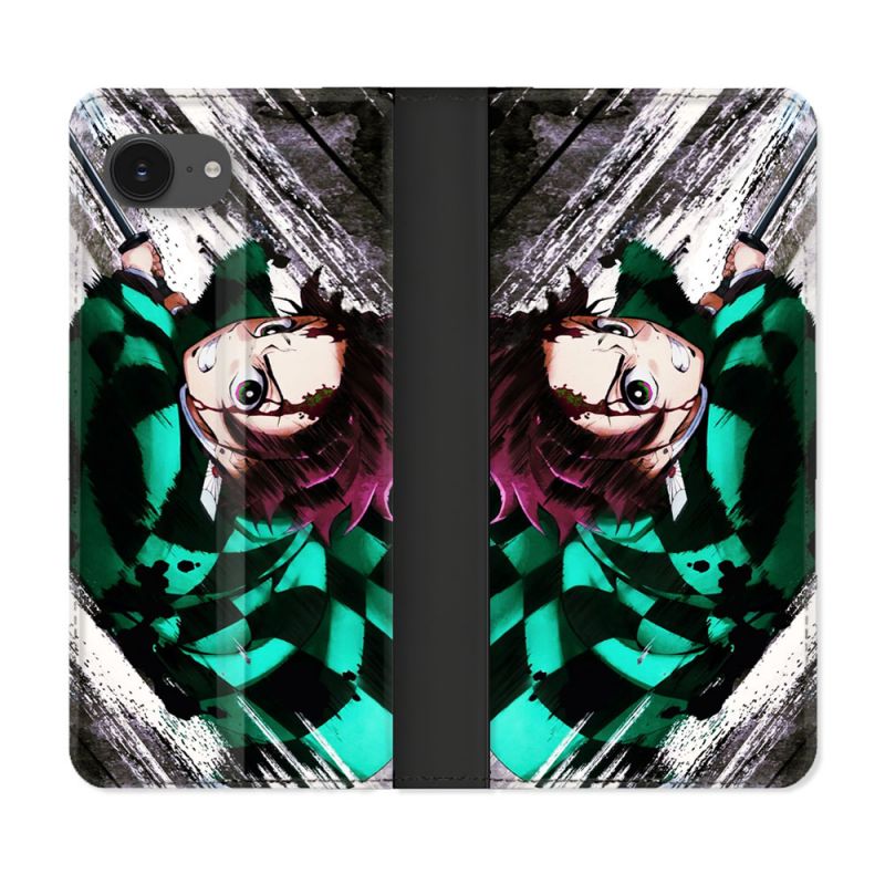 Housse Cuir Portefeuille Pour Iphone 17e Manga Demon Slayer Tanjiro
