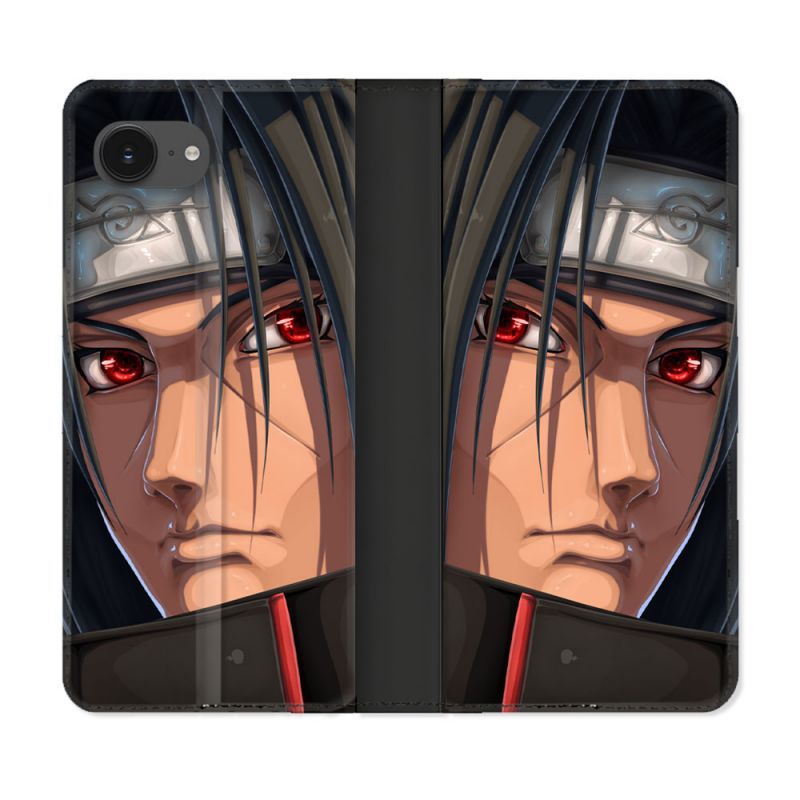 Housse Cuir Portefeuille Pour Iphone 17e Manga Naruto Itachi Visage