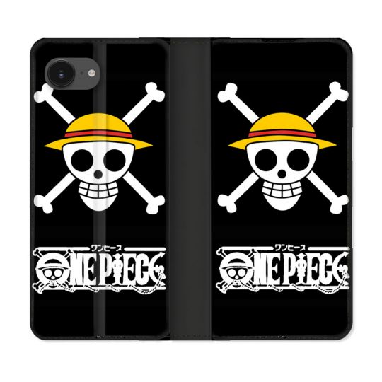 Housse Cuir Portefeuille Pour Iphone 17e Manga One Piece Tete de Mort
