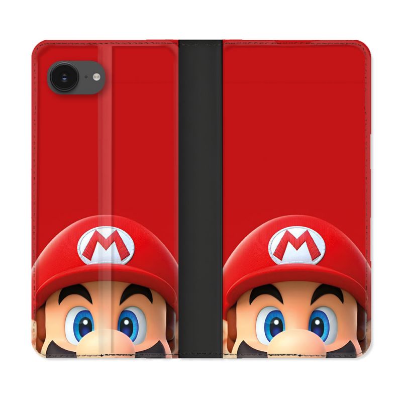 Housse Cuir Portefeuille Pour Iphone 17e Mario Rouge