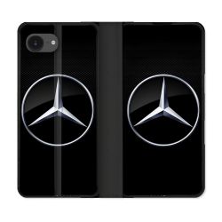 Housse Cuir Portefeuille Pour Iphone 17e Mercedes Carbone