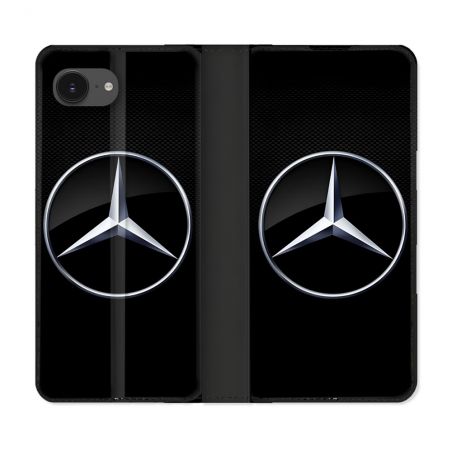 Housse Cuir Portefeuille Pour Iphone 17e Mercedes Carbone