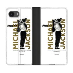 Housse Cuir Portefeuille Pour Iphone 17e Michael Jackson Blanc