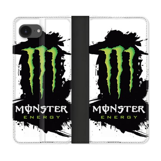 Housse Cuir Portefeuille Pour Iphone 17e Monster Energy Tache