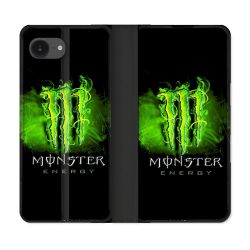 Housse Cuir Portefeuille Pour Iphone 17e Monster Energy Vert