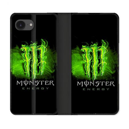 Housse Cuir Portefeuille Pour Iphone 17e Monster Energy Vert
