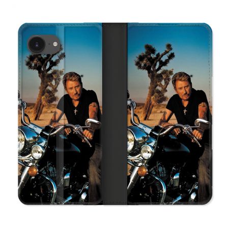 Housse Cuir Portefeuille Pour Iphone 17e Musique Johnny Hallyday Moto