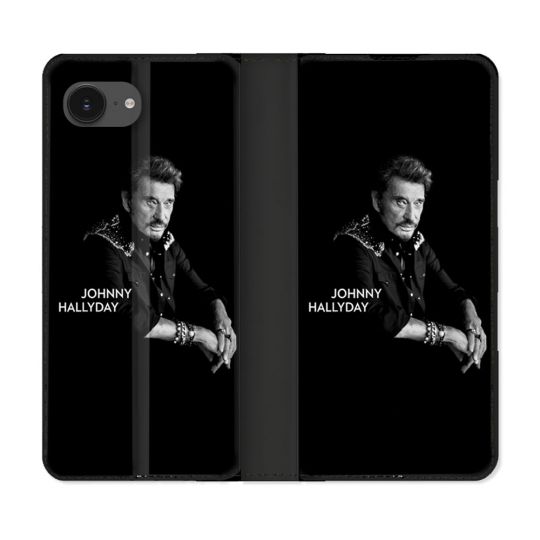 Housse Cuir Portefeuille Pour Iphone 17e Musique Johnny Hallyday Noir