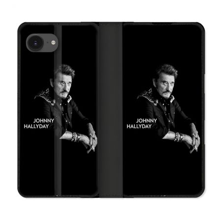 Housse Cuir Portefeuille Pour Iphone 17e Musique Johnny Hallyday Noir