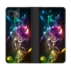 Housse Cuir Portefeuille Pour Iphone 17e Musique Partition Multicolore