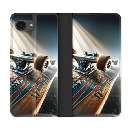 Housse Cuir Portefeuille Pour Iphone 17e Planche Skate