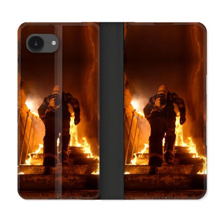 Housse Cuir Portefeuille Pour Iphone 17e Pompier Escalier