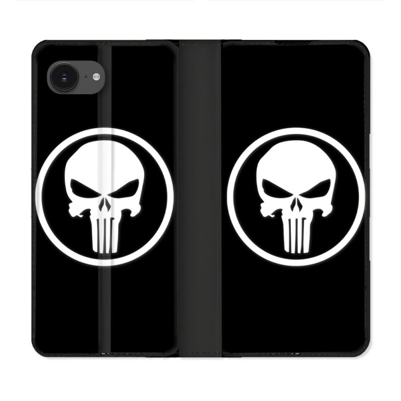 Housse Cuir Portefeuille Pour Iphone 17e Punisher
