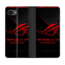 Housse Cuir Portefeuille Pour Iphone 17e ROG Rouge