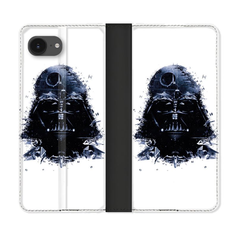 Housse Cuir Portefeuille Pour Iphone 17e Star Wars - Dark Vador Blanc