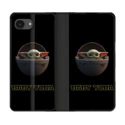 Housse Cuir Portefeuille Pour Iphone 17e Star Wars - Yoda bebe noir