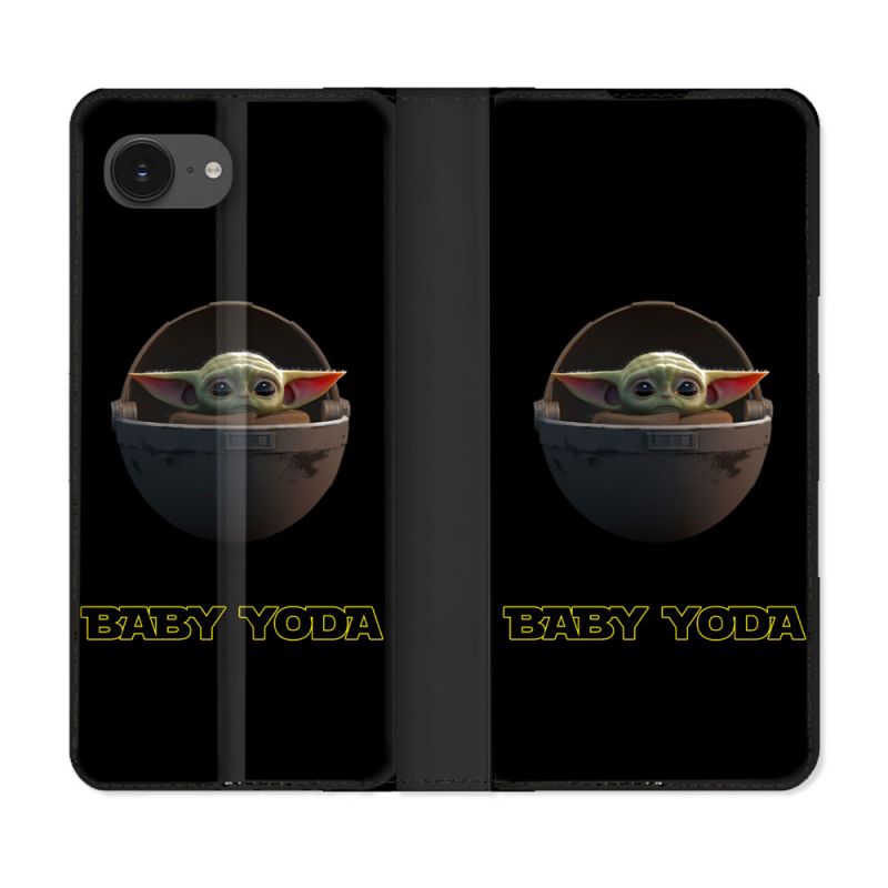 Housse Cuir Portefeuille Pour Iphone 17e Star Wars - Yoda bebe noir