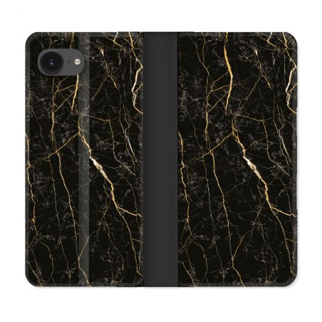 Housse Cuir Portefeuille Pour Iphone 17e Texture Marbre Noir