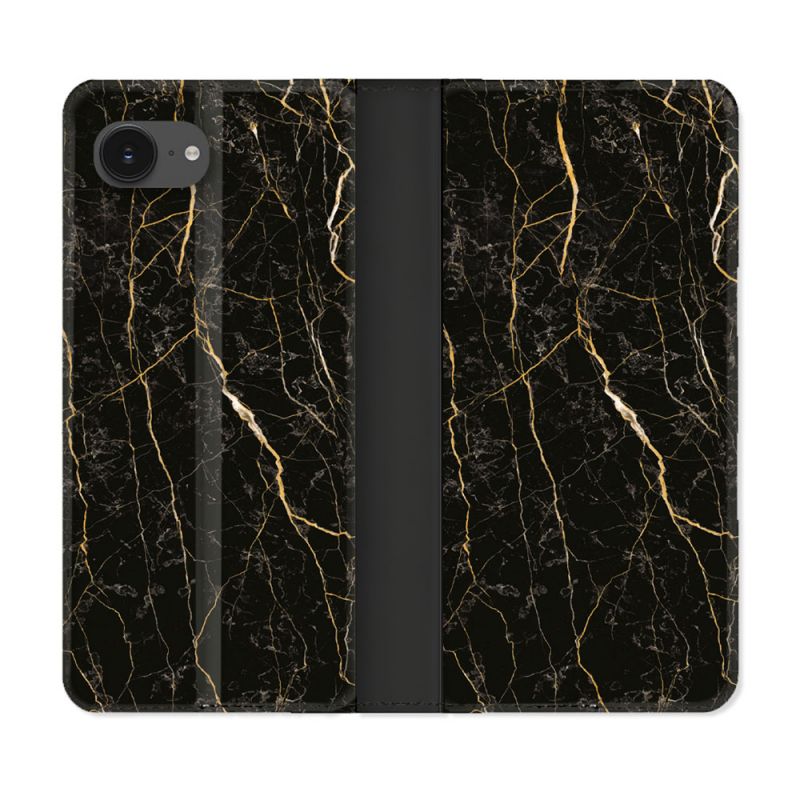 Housse Cuir Portefeuille Pour Iphone 17e Texture Marbre Noir