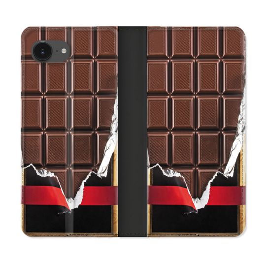 Housse Cuir Portefeuille Pour Iphone 17e Texture Trompe Oeil Chocolat