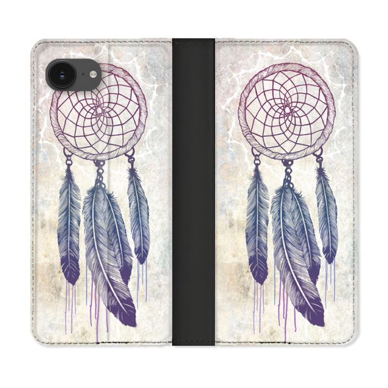 Housse Cuir Portefeuille Pour Iphone 17e Zen Attrape Reve Blanc