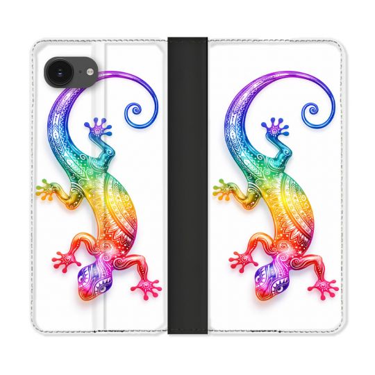 Housse Cuir Portefeuille Pour Iphone 17e Animal Salamandre Color 2026