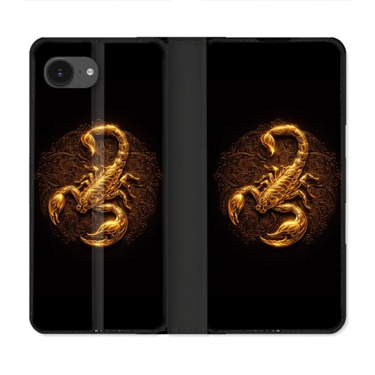 Housse Cuir Portefeuille Pour Iphone 17e Animal Scorpion Fresque 2026