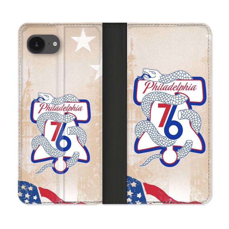 Housse Cuir Portefeuille Pour Iphone 17e Basket Philadelphia 76ers